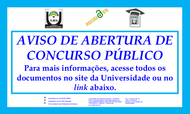 Aviso de Abertura de Concurso Público na UJES