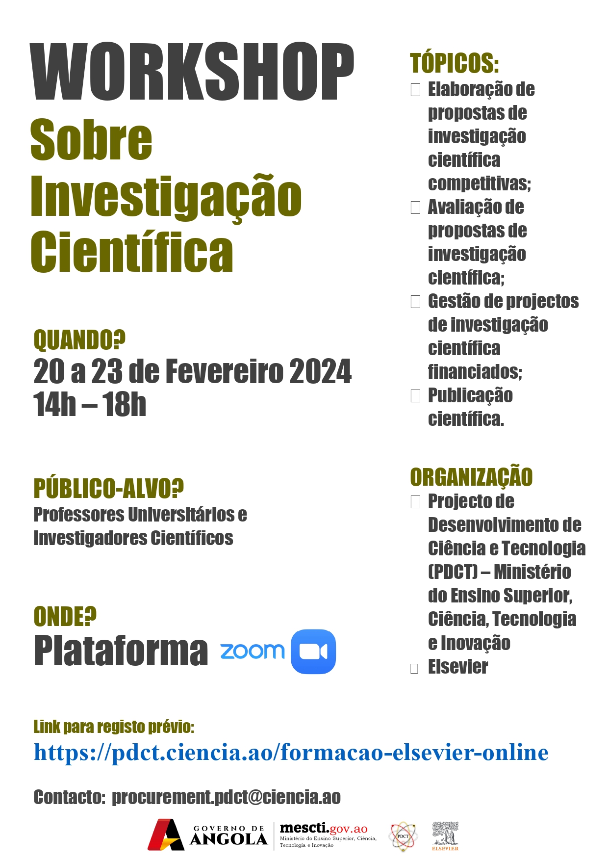  WORKSHOP Sobre Investigação Científica - MESCTI